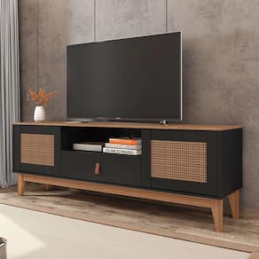 rack esmeralda preto e noce 160 cm