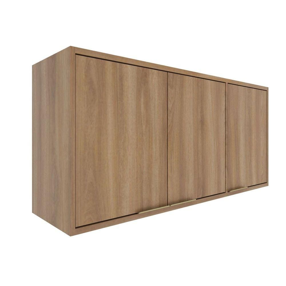 Armário Aéreo para Cozinha 3 Portas 120cm Thalita Moveis Sul Nogal Manchester