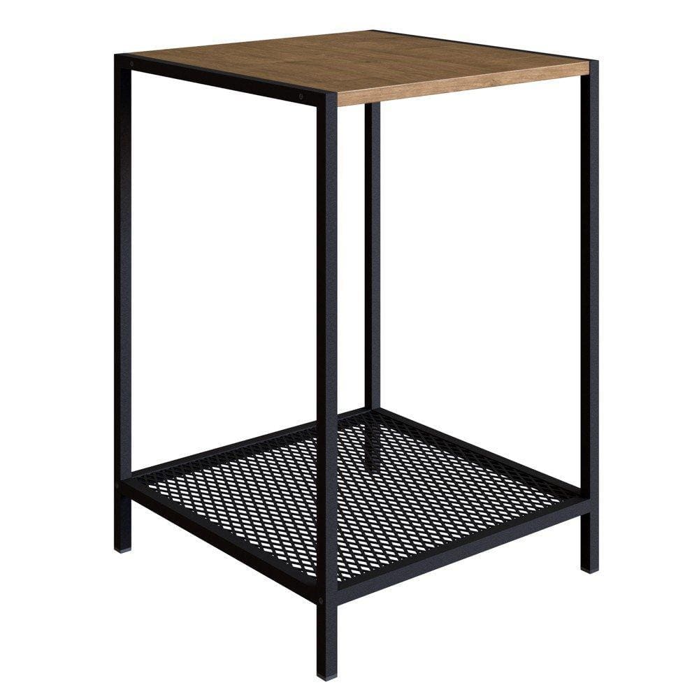 Mesa Lateral 1 Prateleira Estilo Industrial York Vermont/Preto - Artesano