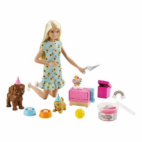 Conjunto e Boneca - Barbie Sisters e Pets - Aniversário de Cachorrinhos - Mattel