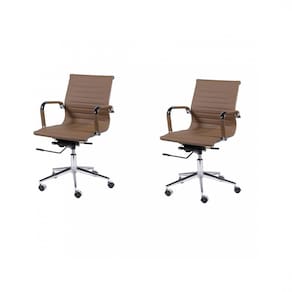 Kit 2 Cadeiras Esteirinha Baixa Giratória Office Eames OR Design Caramelo