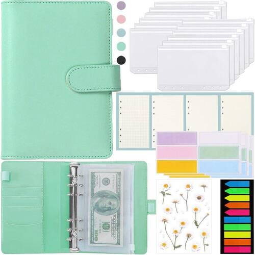 Organizador De Agenda De Caderno De Couro Pu A6 Da Binder Budget Com 12