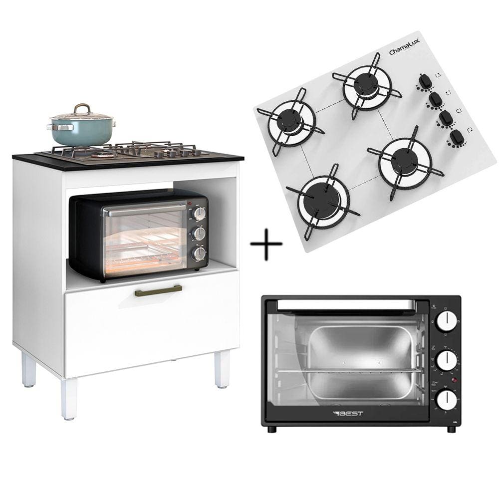 Balcao cooktop 4 bocas e forno 42 litros Casas Bahia