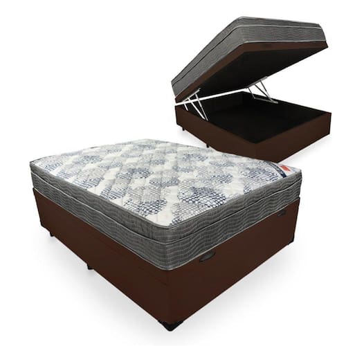 Cama Box Com Baú Casal + Colchão De Molas Ensacadas - Ortobom - ISO SuperPocket 138x188x67cm Menor preço em Cama Box Com Baú Casal + Colchão De Molas Ensacadas - Ortobom - ISO SuperPocket 138x188x67cm