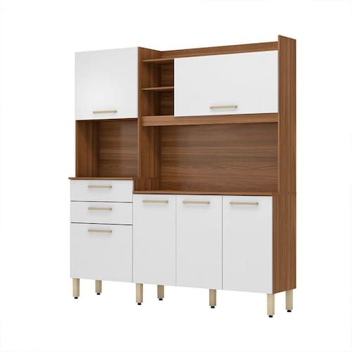 imagem-Kit Cozinha Demóbile Select 6 Portas e 2 Gavetas - Marrom