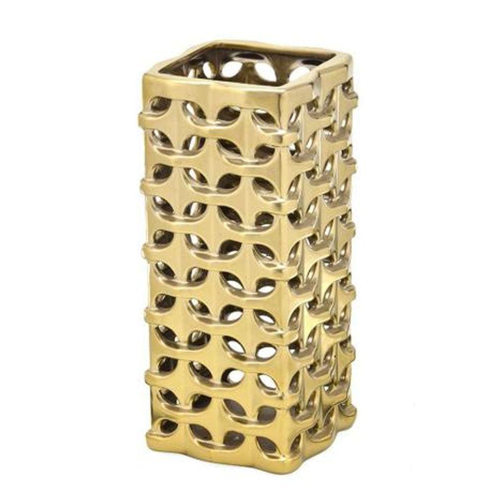Vaso de Cerâmica Nilo 14x14x31cm dourado Espressione
