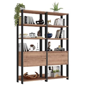 Estante Livreiro 1 Porta 2 Gavetas Estilo Industrial Chess F04 Preto/Solanum - Mpozenato