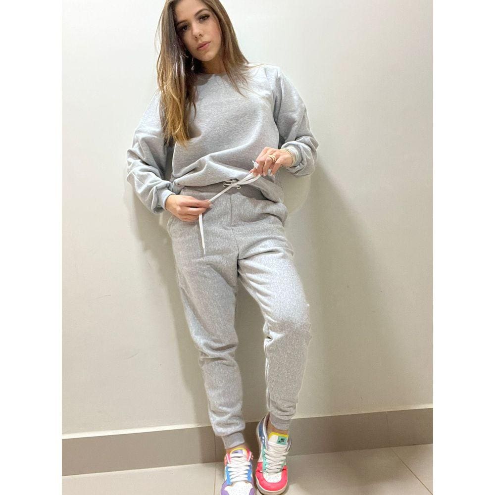 Conjunto Moletom Feminino Inverno Frio Flanelado Algodão