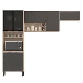 Cozinha Modulada Firenze FI0007 Avena Grafito - Demóbile