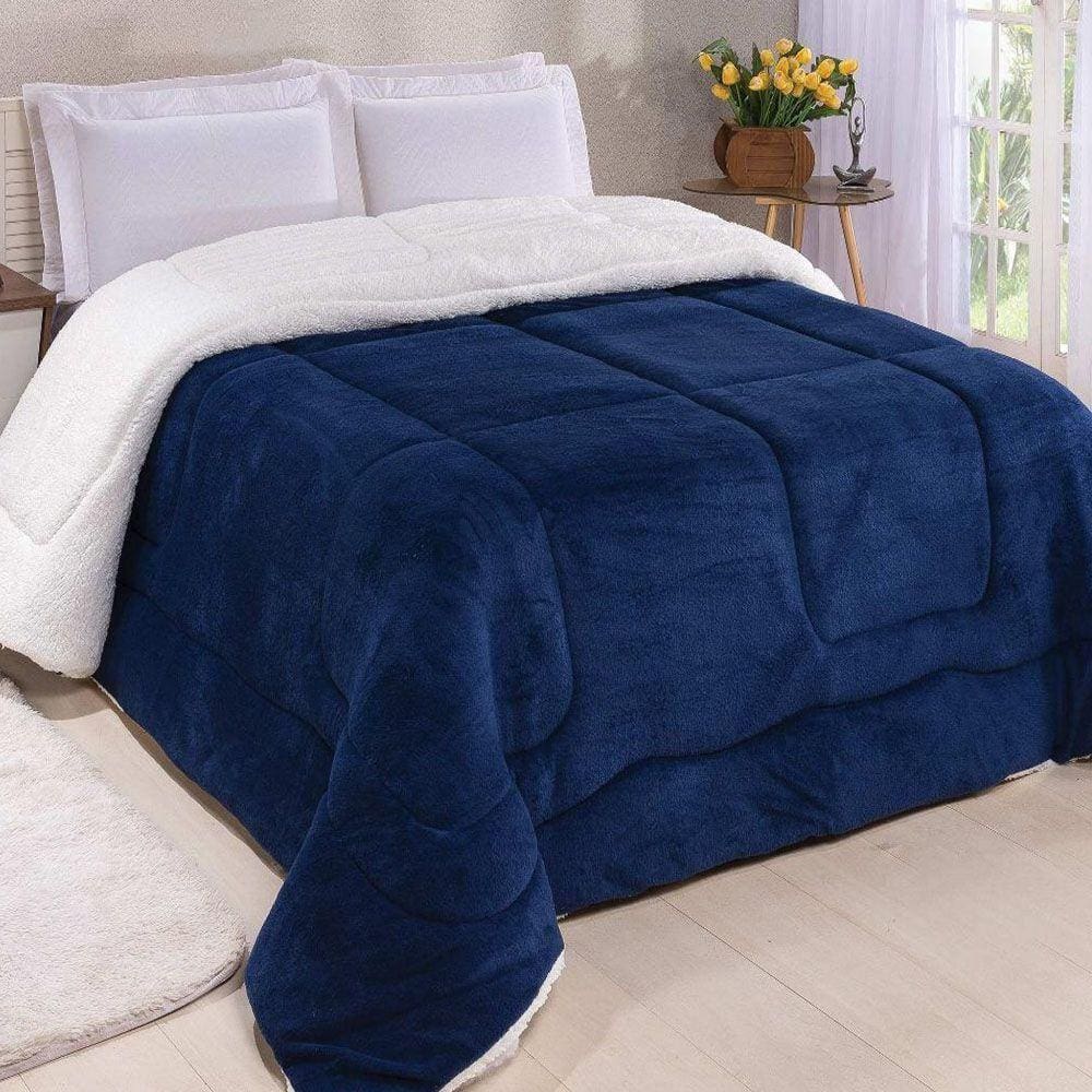 Coberdrom Robust Solteiro Manta Soft Sherpa 1 Peça Azul