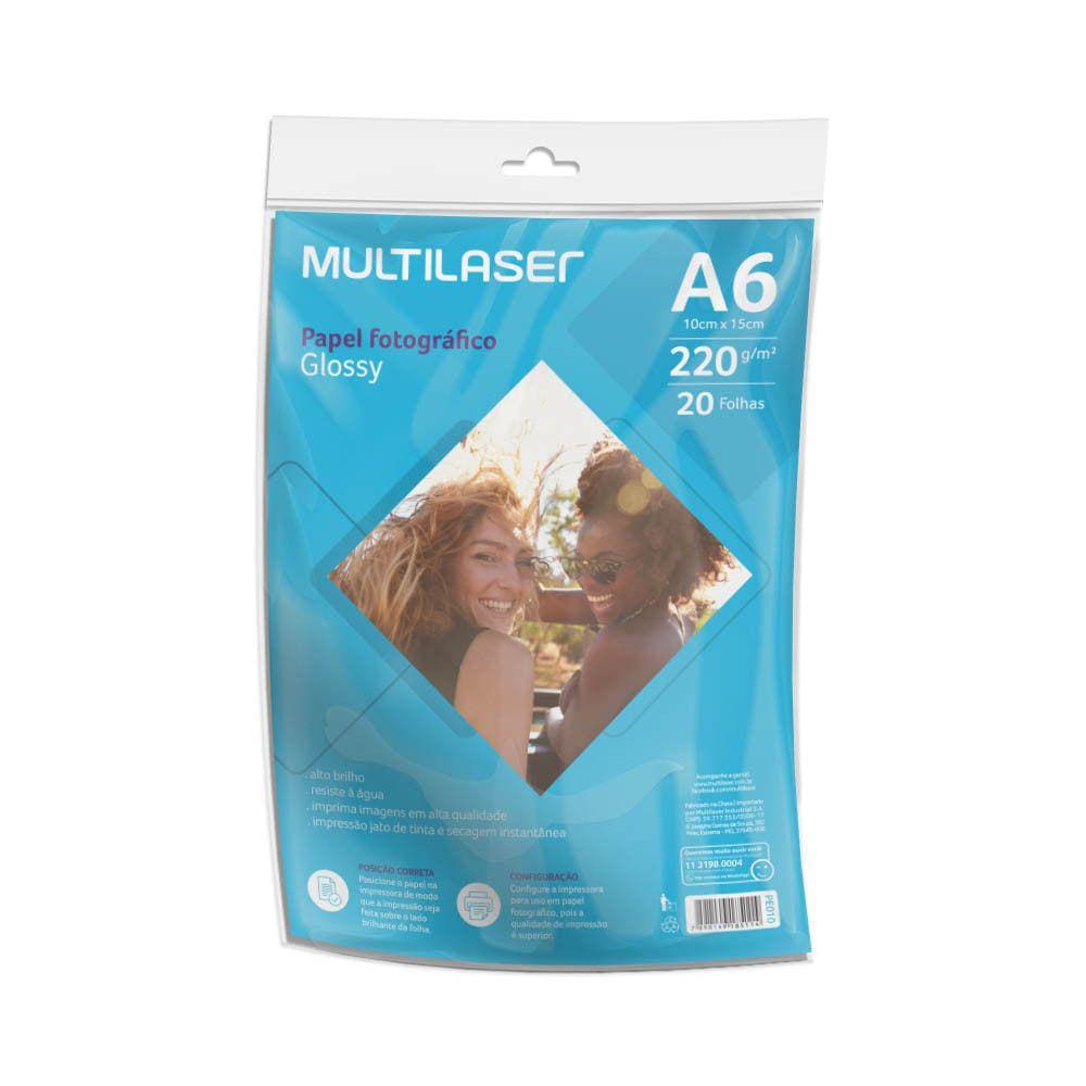 Papel Fotográfico Glossy 10x15cm 200g 20 folhas - PE010