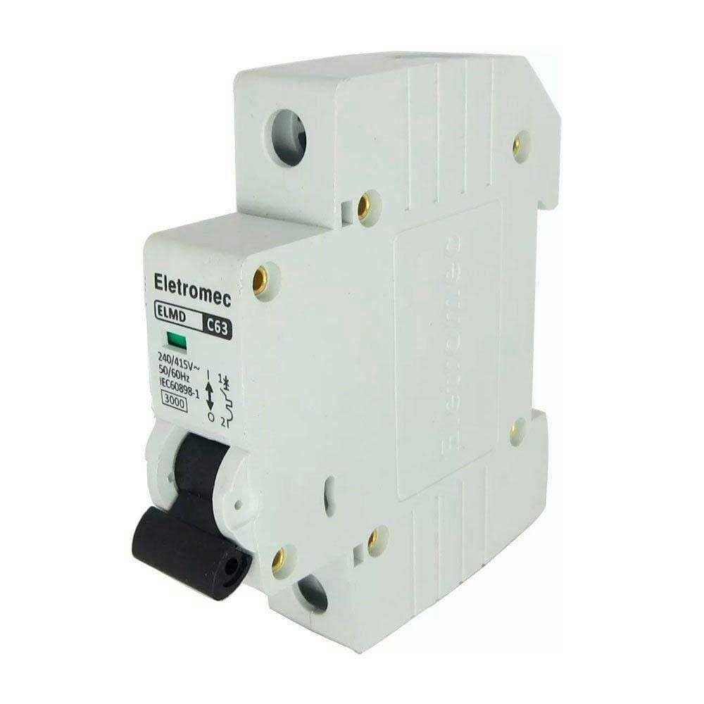 Disjuntor Din Monofasico Curv-c 63a 3ka Eletromec Branco