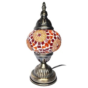 Abajur Turco Mosaico Metal Vidro Colorido Bivolt 28 cm MC2