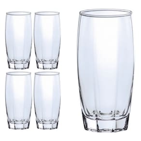 4 Copos de Vidro 370ml Florence Transparente Suco Agua