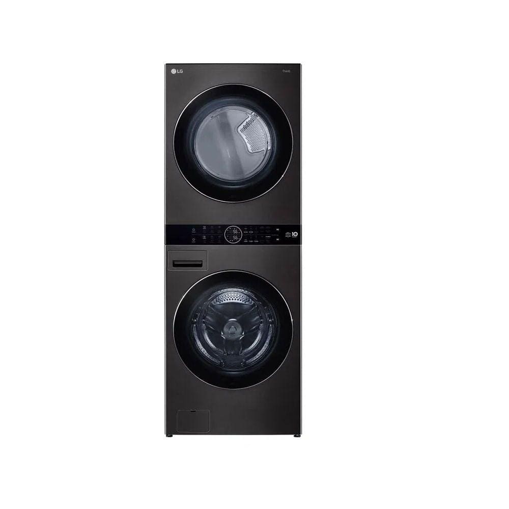 Lava e Seca Smart LG 17Kg Wash Tower com Inteligência Artificial Aço Escovado Preto WK17BS6A - 220 Volts