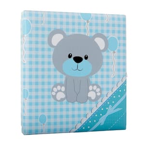 Álbum Fotográfico Com Estojo Para 80 Fotos 15X21 - Baby Bebê Ursinho Azul Menino