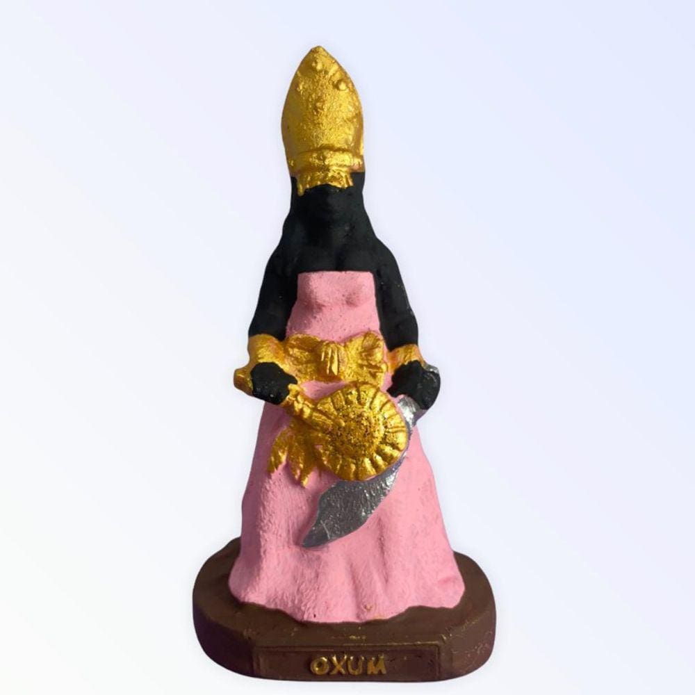 Escultura Orixá Oxum Rosa em Resina 10 cm