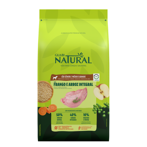 Ração Guabi Natural Cão Sênior Médio Gde Frango e Arroz 12kg Menor preço em Ração Guabi Natural Cão Sênior Médio Gde Frango e Arroz 12kg