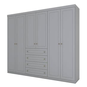 Guarda Roupa Casal Americano 6 Portas Cinza - Henn