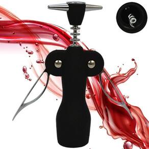 Saca Rolhas Para Vinho 2 Estágios Aço Inox Emborrachado