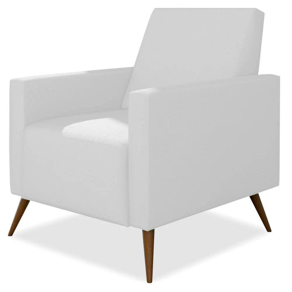 Poltrona Decorativa Pés Palito Thessa P04 Corano Branco - Mpozenato