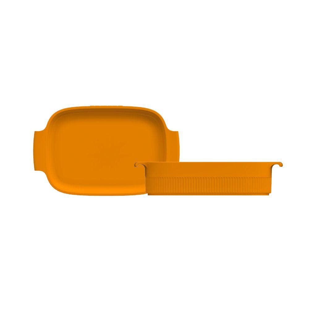 Travessa de Porcelana Retangular 28x17cm Amarelo Assar e Servir Germer