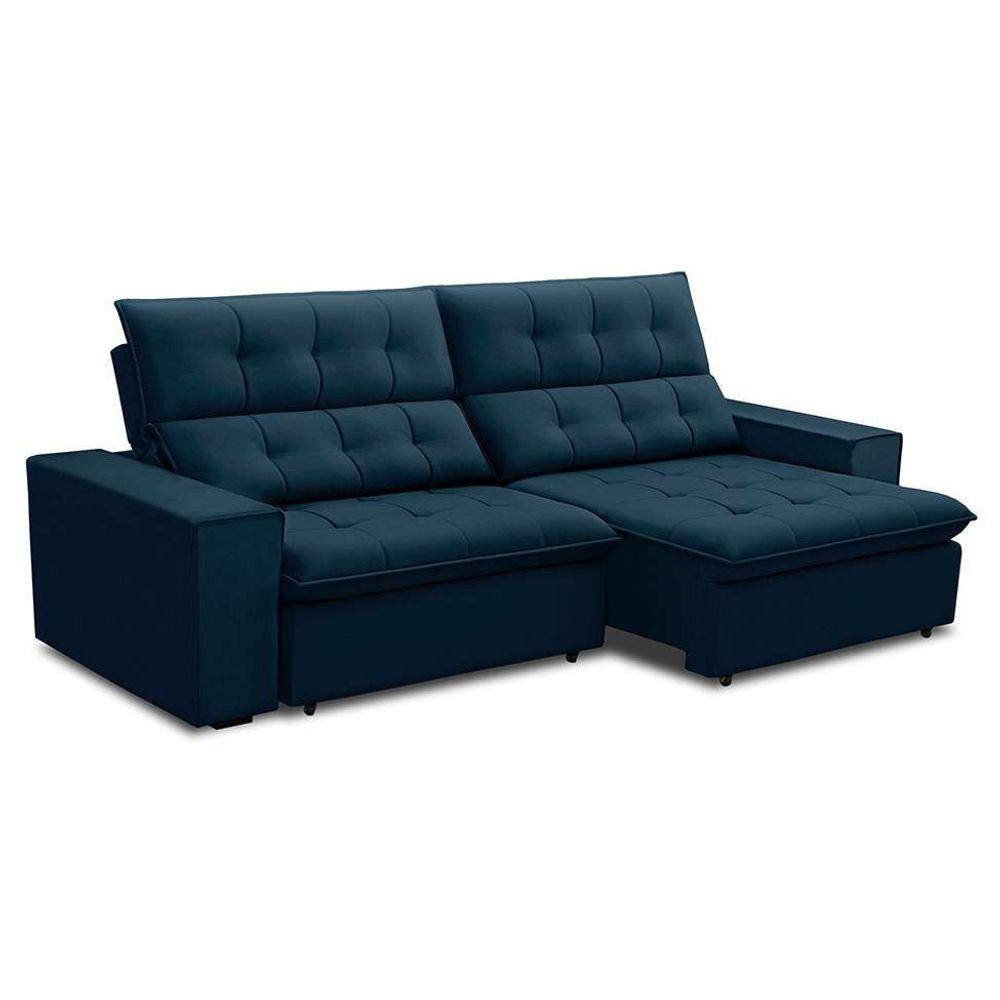 Sofa retratil azul palermo Casas Bahia