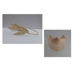 Fantasia Grega 1 Tiara de Louro e 1 Braceletes Feminino