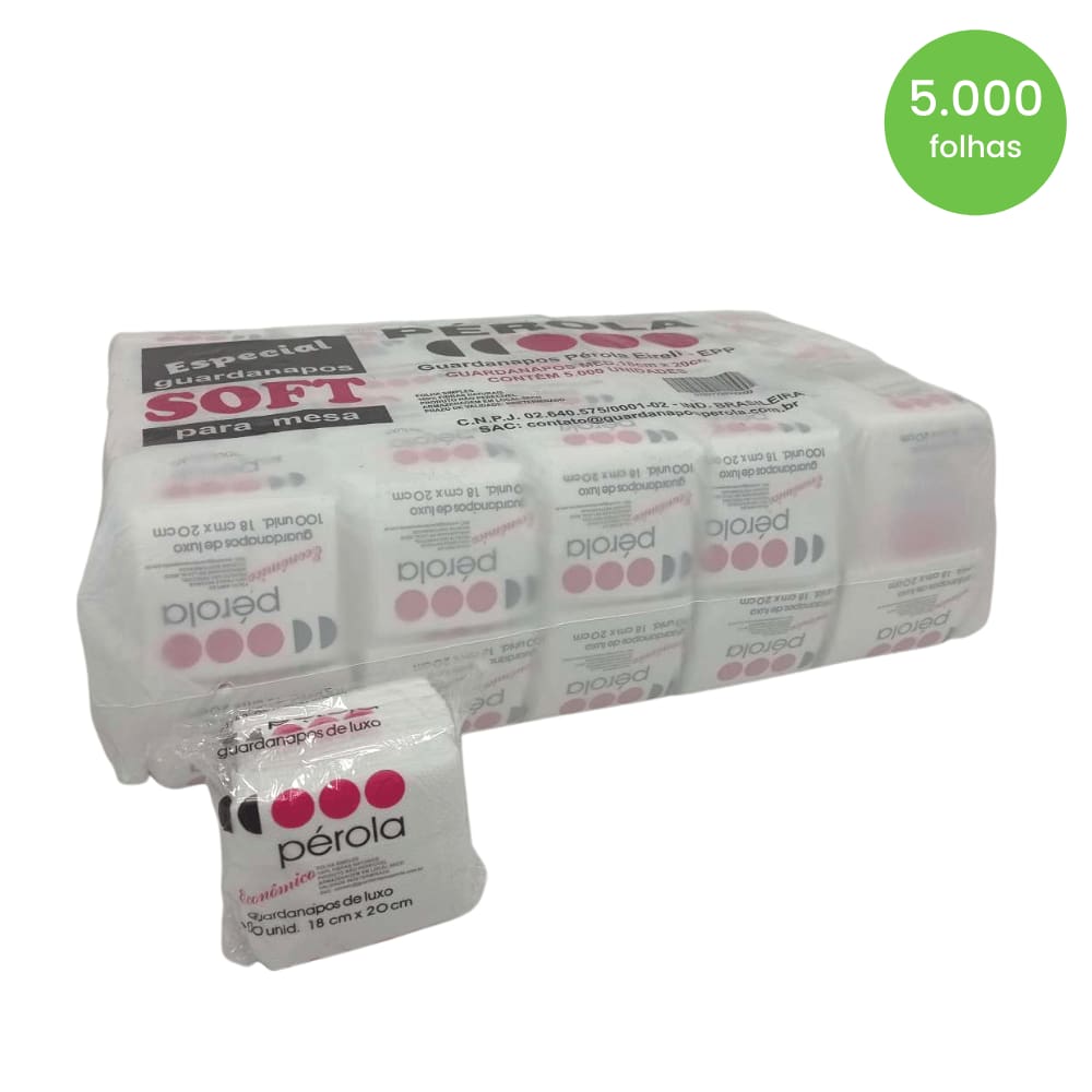 Guardanapo 18x20 folha simples Pérola c/5.000 folhas