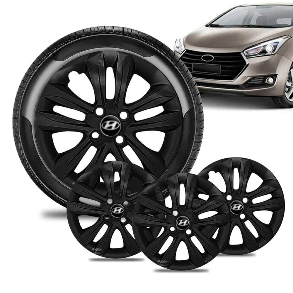 Jogo 4 Calota Hyundai HB20 Aro 15 Pret Brilhan Escolha Carro