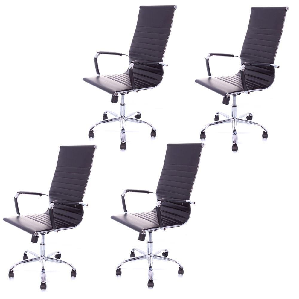 Kit 4 Cadeiras Presidente Charles Eames Esteirinha Couro Pu 11P