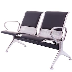 Cadeira Longarina Aço Inox com Estofado 2 Lugares