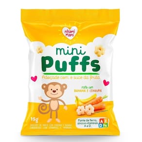 Biscoito Nhami Mami Mini Puffs Snack Banana e Cenoura 15g