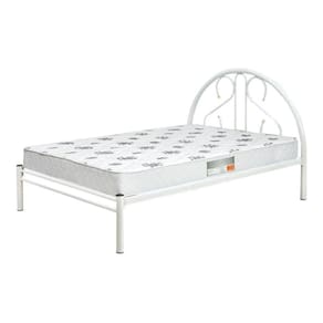 Cama Casal de Ferro Tubular Branca E Estrado Em Pinus Marcheli 022