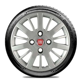 Calota Carros Fiat Todos Aro 14 Prata Emblema Vermelho