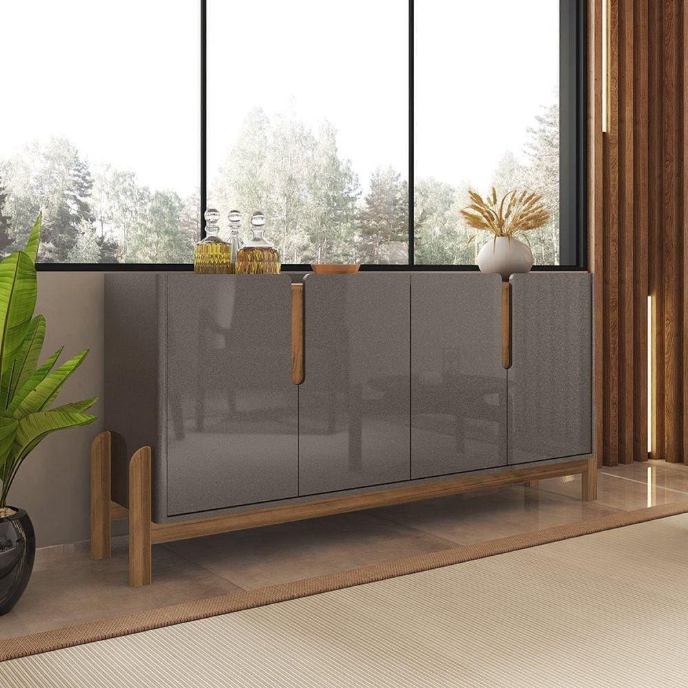 Buffet 160cm 4 Portas Lizz Casa D Cinza Perola/Cedro