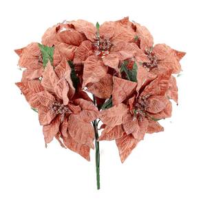 Buquê Natal Bico de Papagaio Lamê Rosê Gold 5 Flores 38cm - Yangzi