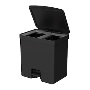 Lixeira 20 Litros De Pedal Cesto De Lixo Duplo Compartimento Trium Preto - LX4250 Ou