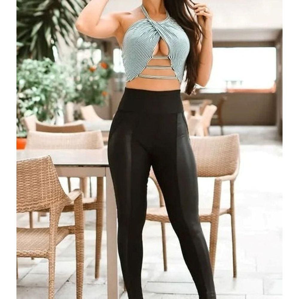 Calça Legging Feminina Montaria Efeito Lipo Empina Bumbum Calça