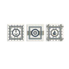 Conjunto Kit Com 3 Quadros Náuticos Decorativos Linha Náutica Marinheiro Mar 3