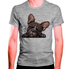 Camiseta Masculina Bulldog Cachorro Deitado Fofinho Preto