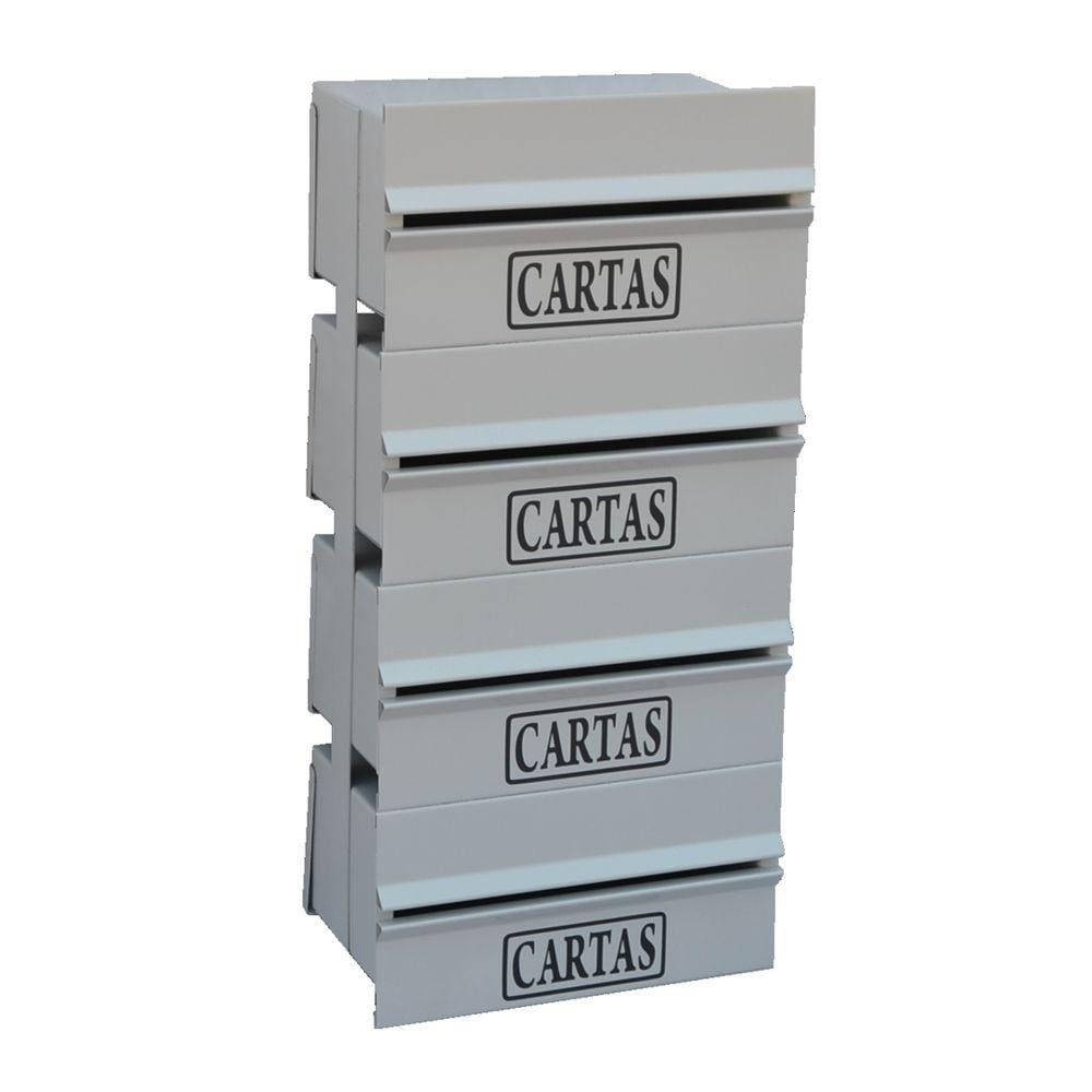 Caixa Correio Condomínio Detrás Para Muro Cinza 4 Módulos