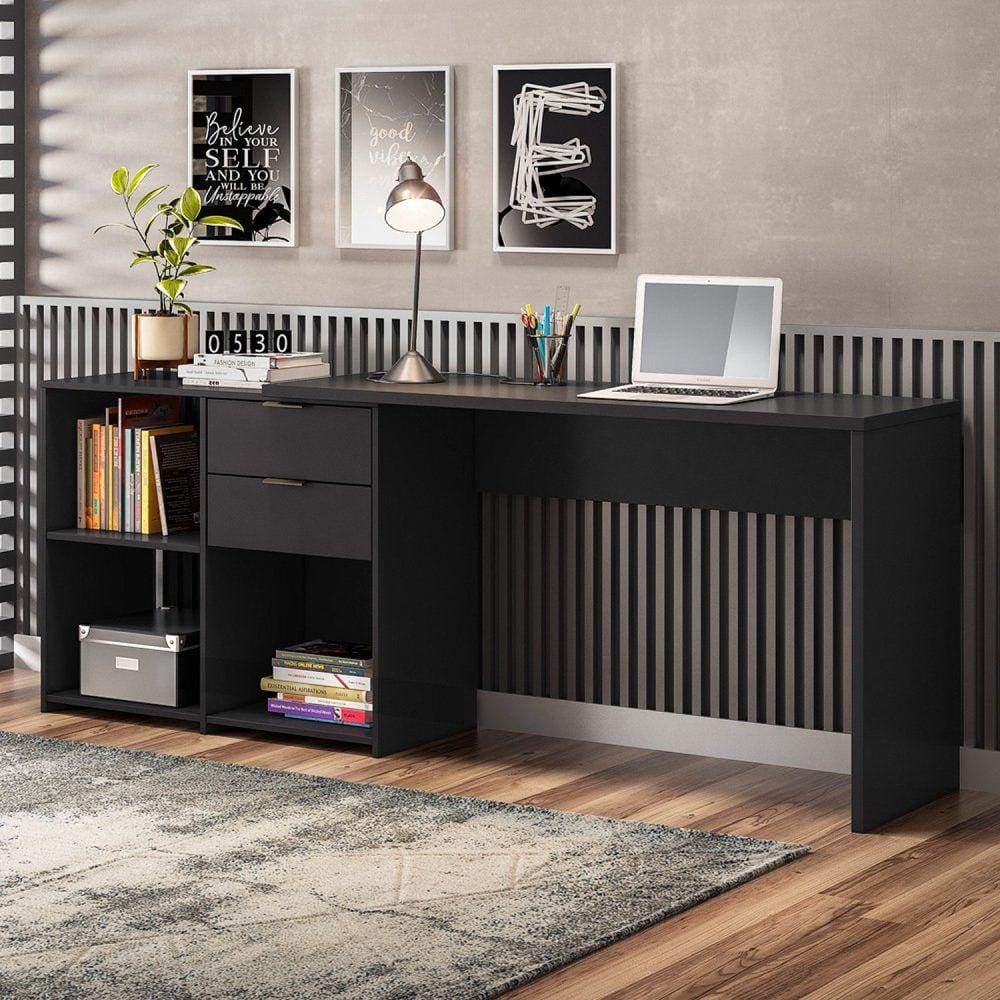 Mesa de Escritório em L 2 Gavetas 3 Nichos Office | Casas Bahia