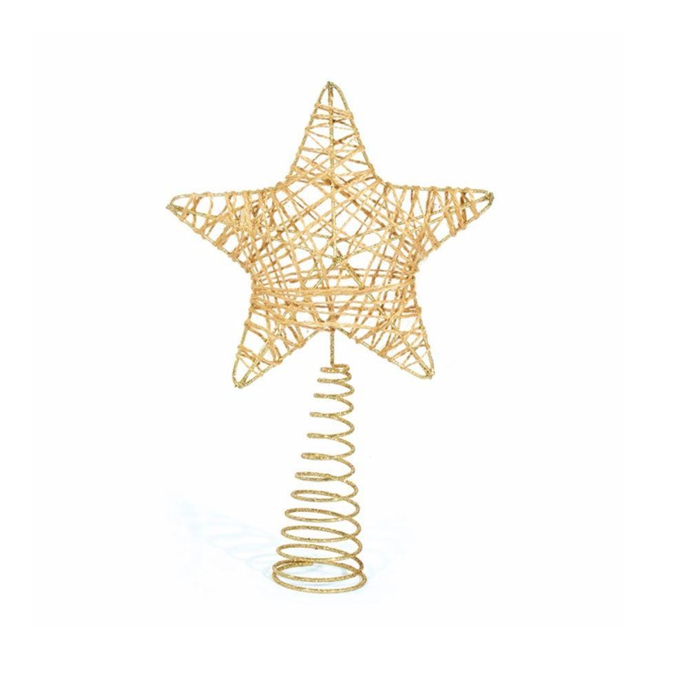 Estrela Ponteira Aramado Dourado Semi Rústico Espiral 29cm - Yangzi