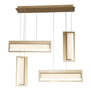 Pendente Cristal/Vidro 71x16cm Glitter Bella Iluminação Dourado/Transparente