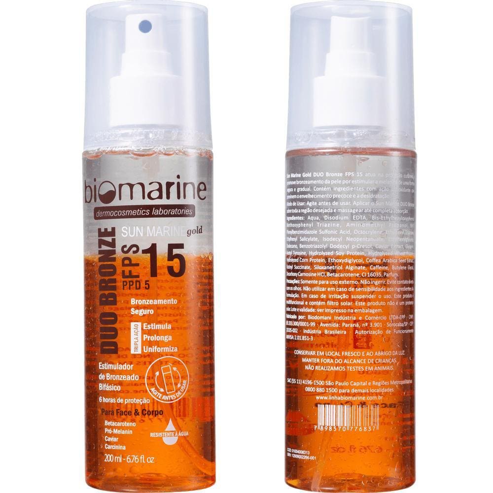 Bronzeador Duo Bronze Sun Marine Fps15 Biomarine