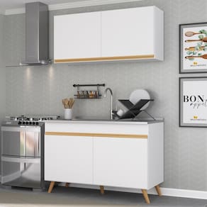 Cozinha Compacta 2 peças com Armário e Balcão MP3748 Veneza GW Multimóveis Branca