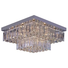 Plafon Sobrepor Quadrado Cristal Legítimo Cake 50cm G9 Startec Design Moderno Quarto/Sala