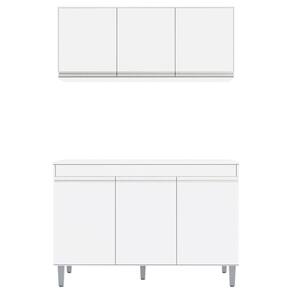 Armário Aéreo Andréia e Balcão Gabinete sem Tampo Manu 120cm Branco - AJL Móveis
