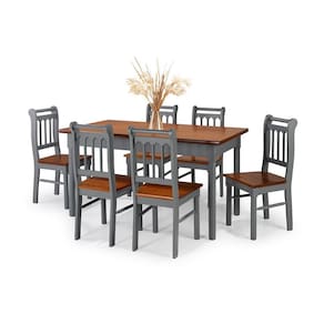 Conjunto Sala de Jantar e Cozinha Com 6 Cadeiras Madeira Maciça CINZA